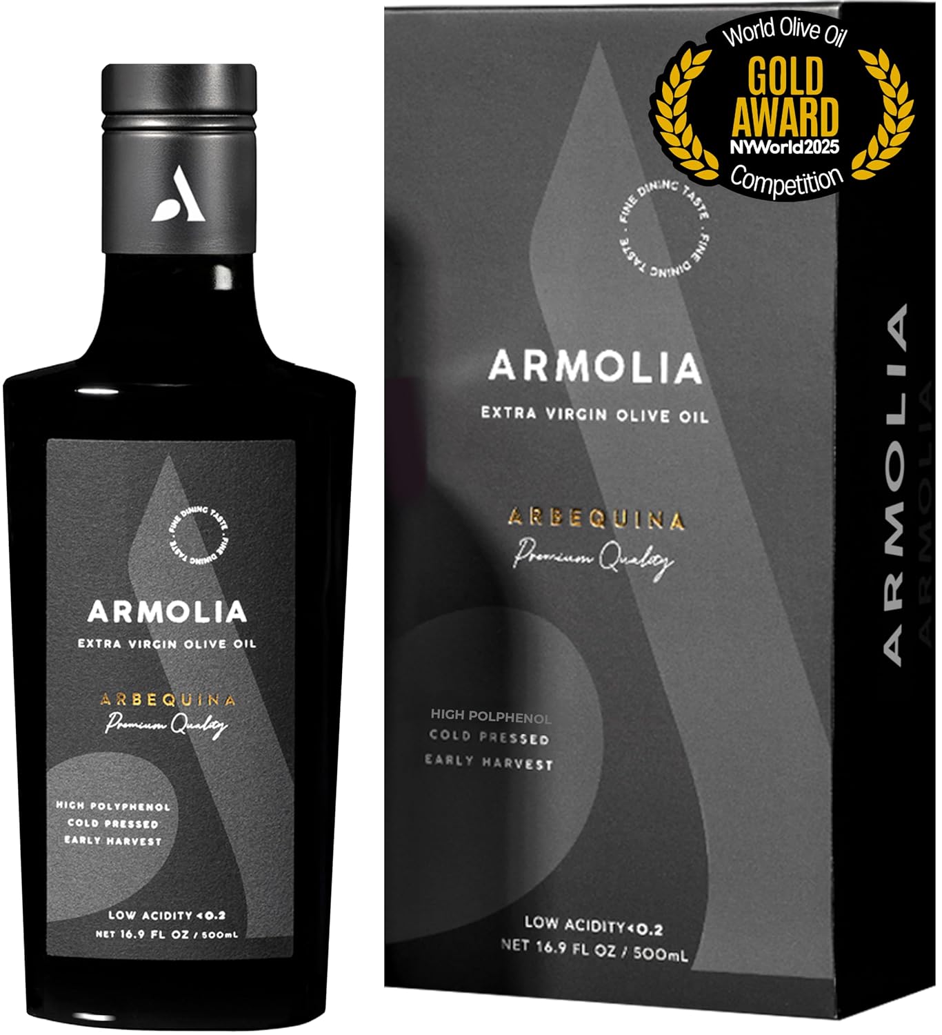 Armolia Spanish Premium Extra Virgin Olive Oil, Arbequina (6-Pack 500mL) — Arbequina from Catalonia