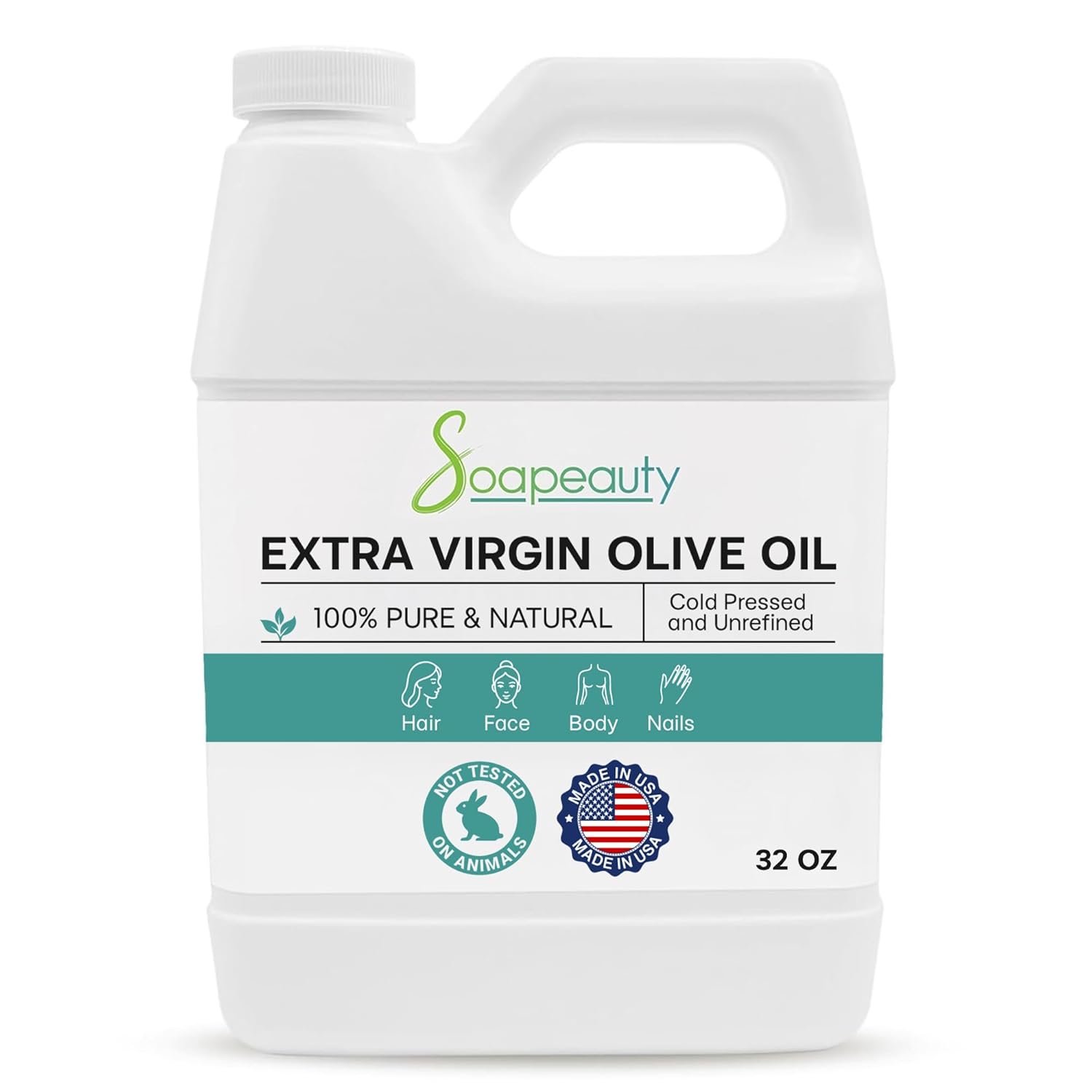 Soapeauty Extra Virgin Olive Oil, 100% Pure Natural Cold Pressed Carrier Oil, 32 Fl Oz — Carrier blend from USA