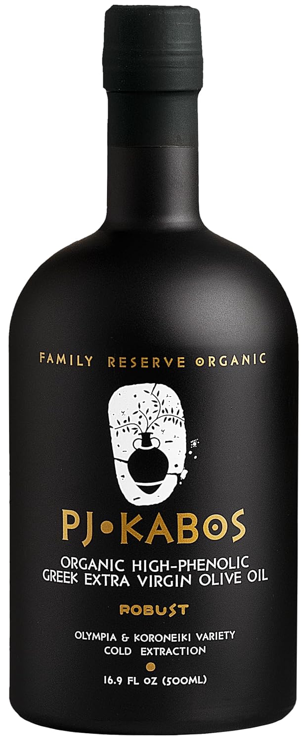 PJ KABOS Family Reserve Organic Robust, Very High Phenolic Greek Extra Virgin Olive Oil — Koroneiki, Olympia from Peloponnese
