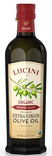 Lucini Organic Premium Select Extra Virgin Olive Oil, 500 mL (Pack of 6) — Frantoio, Moraiolo, Leccino from Tuscany / Puglia