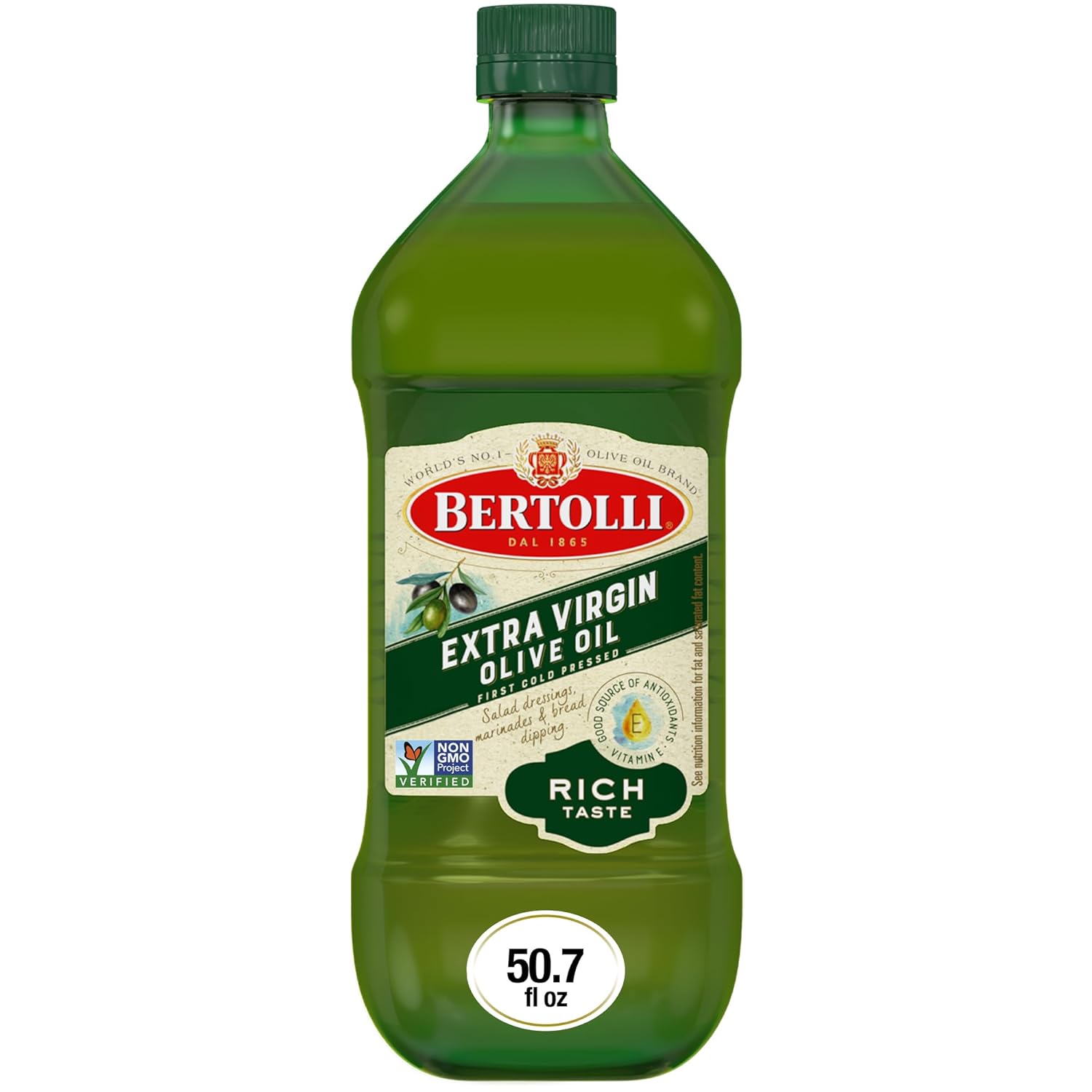 Bertolli Extra Virgin Olive Oil, Rich Taste, 50.7 fl oz — Refined olive oil blend from Spain, Greece, Tunisia & Italy, bottled in Italy